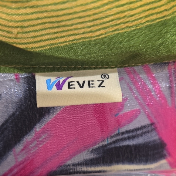 Silk Multicolor Wevez Patterned Kimono Robe - Picture 3 of 5